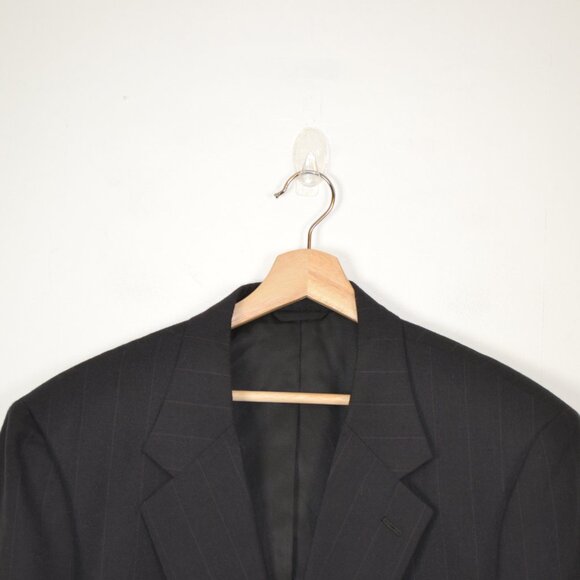 Peter Kent Pinstriped Mens Blazer Sport Jacket 3 Pockets Black Made In Italy - Picture 3 of 8